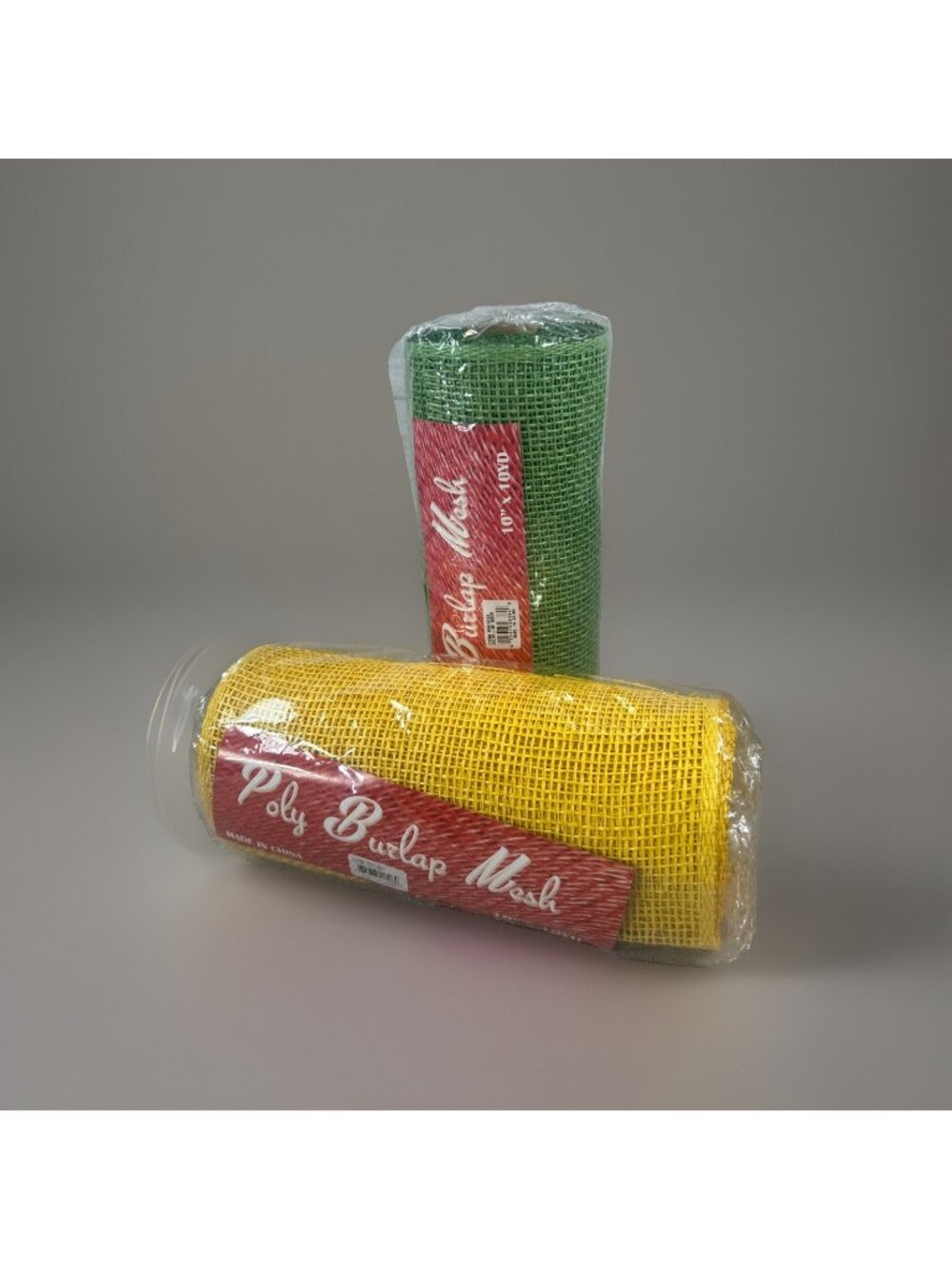 New Lot Of 2 Poly Burlap Mesh Yellow & Lime Green 10” X 10 Yards Each Sealed